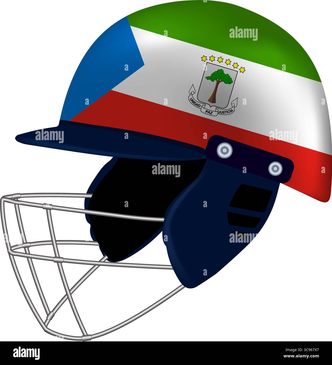 Cricket Helmet with Equatorial Guinea Flag Stock Vector