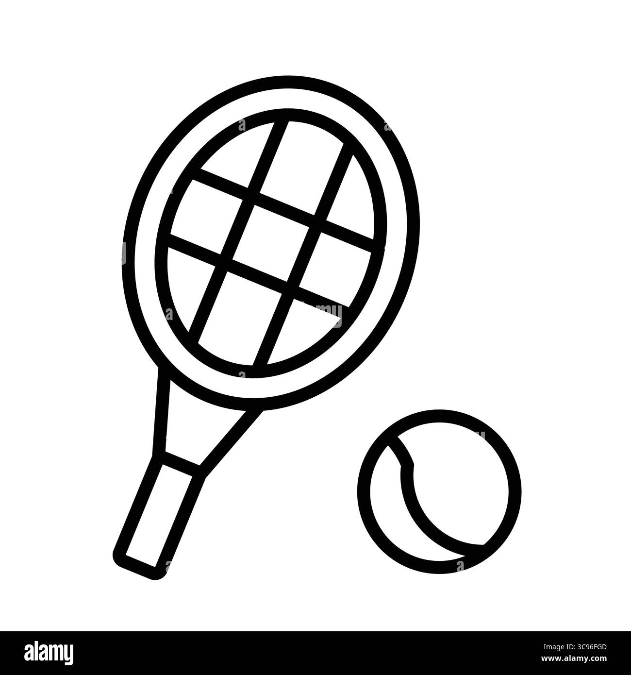 Simple yet elegant black and white illustration of a tennis racket and ...