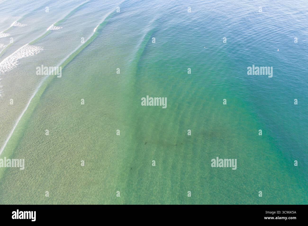 Aerial View of Clear Ocean Water with Subtle Underwater Ripples, Ocean ...