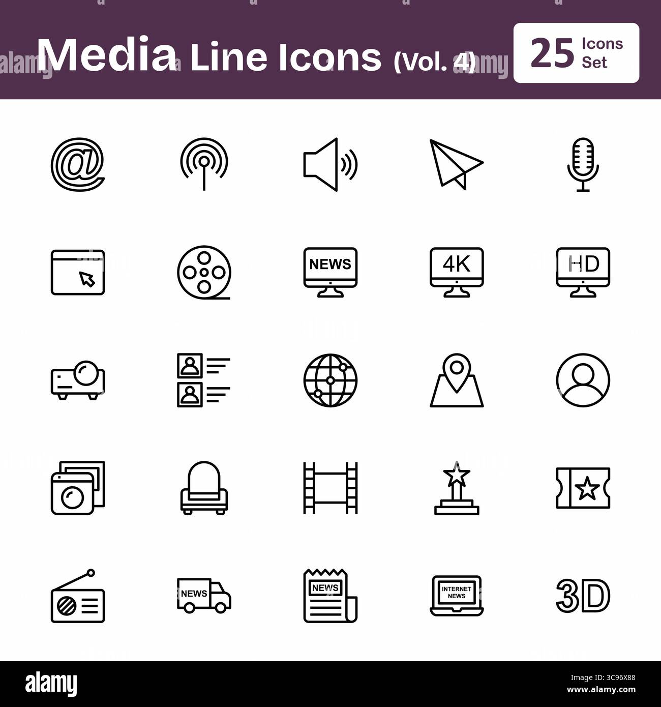 Media Line Icons (Vol. 4 Stock Vector Image & Art - Alamy