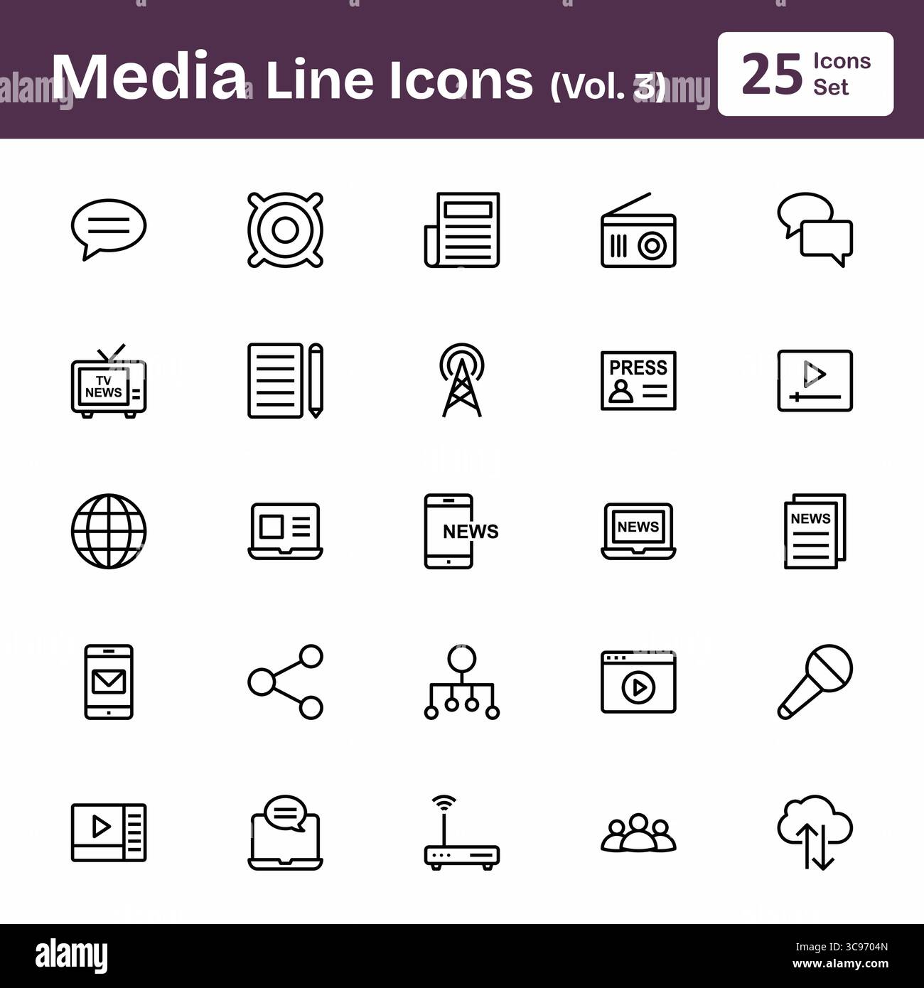 Media Line Icons (Vol. 3) Stock Vector