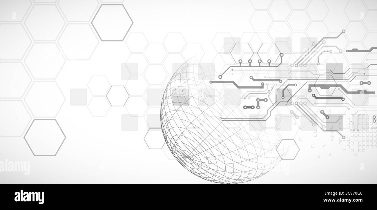 Abstract circuit board background with sphere. Hi-tech digital ...