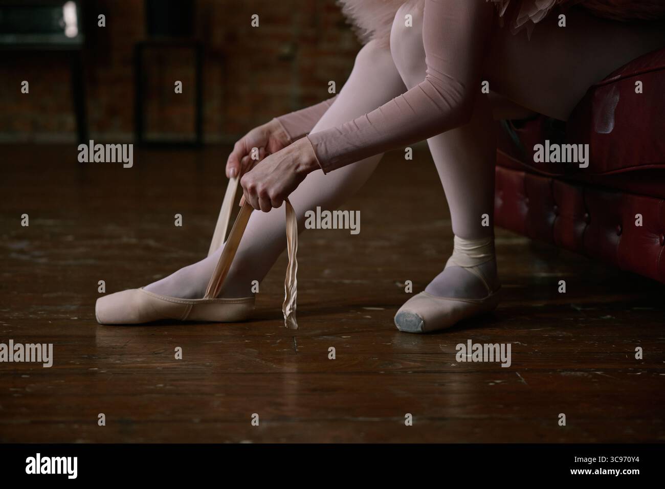 Ballerina poses elegantly in a serene studio setting, capturing the ...