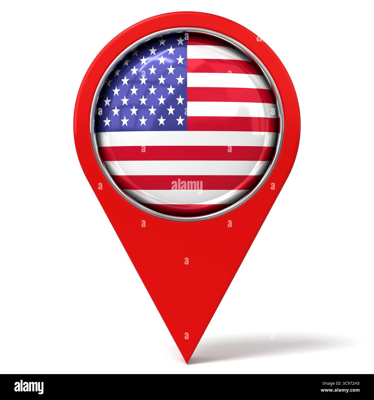 USA - location pin with flag - 3D illustration Stock Photo - Alamy