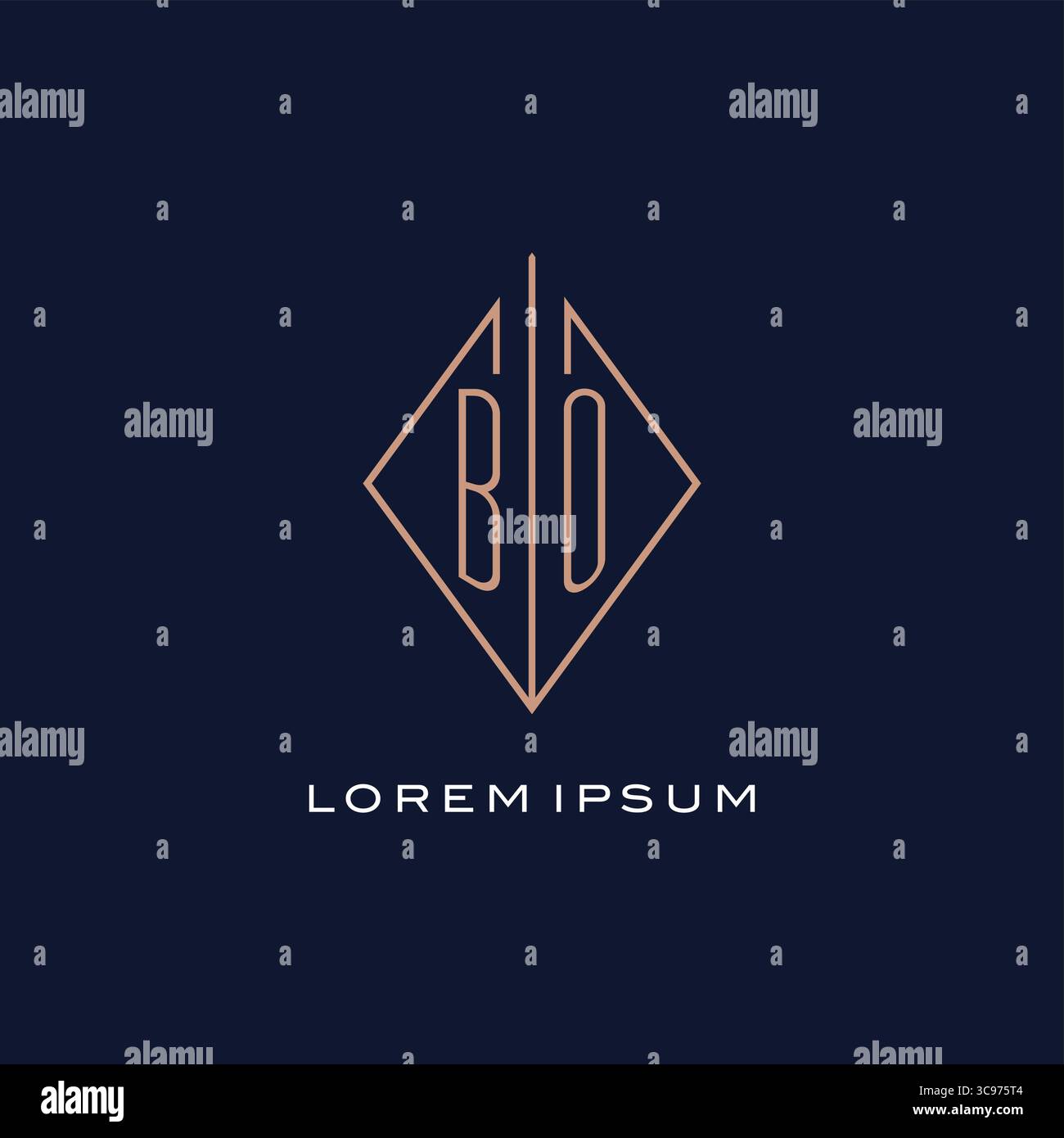 Monogram BO logo with diamond rhombus style luxury modern logo design vector graphic Stock Vector