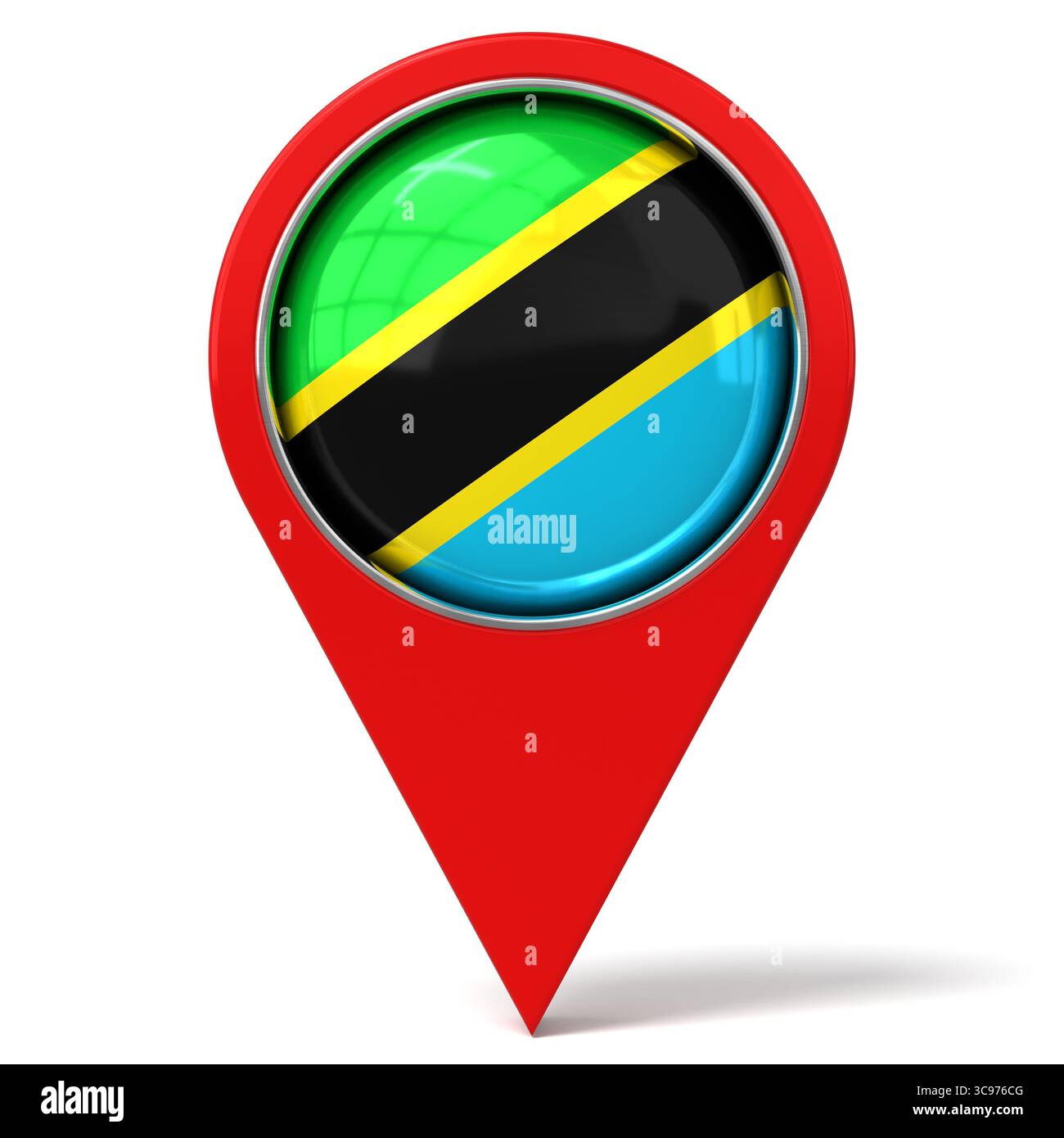 Tanzania - location pin with flag - 3D illustration Stock Photo - Alamy