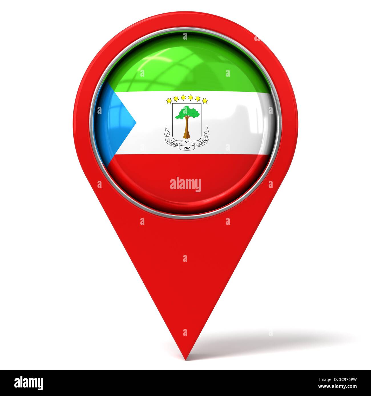 Equatorial Guinea - location pin with flag - 3D illustration Stock Photo