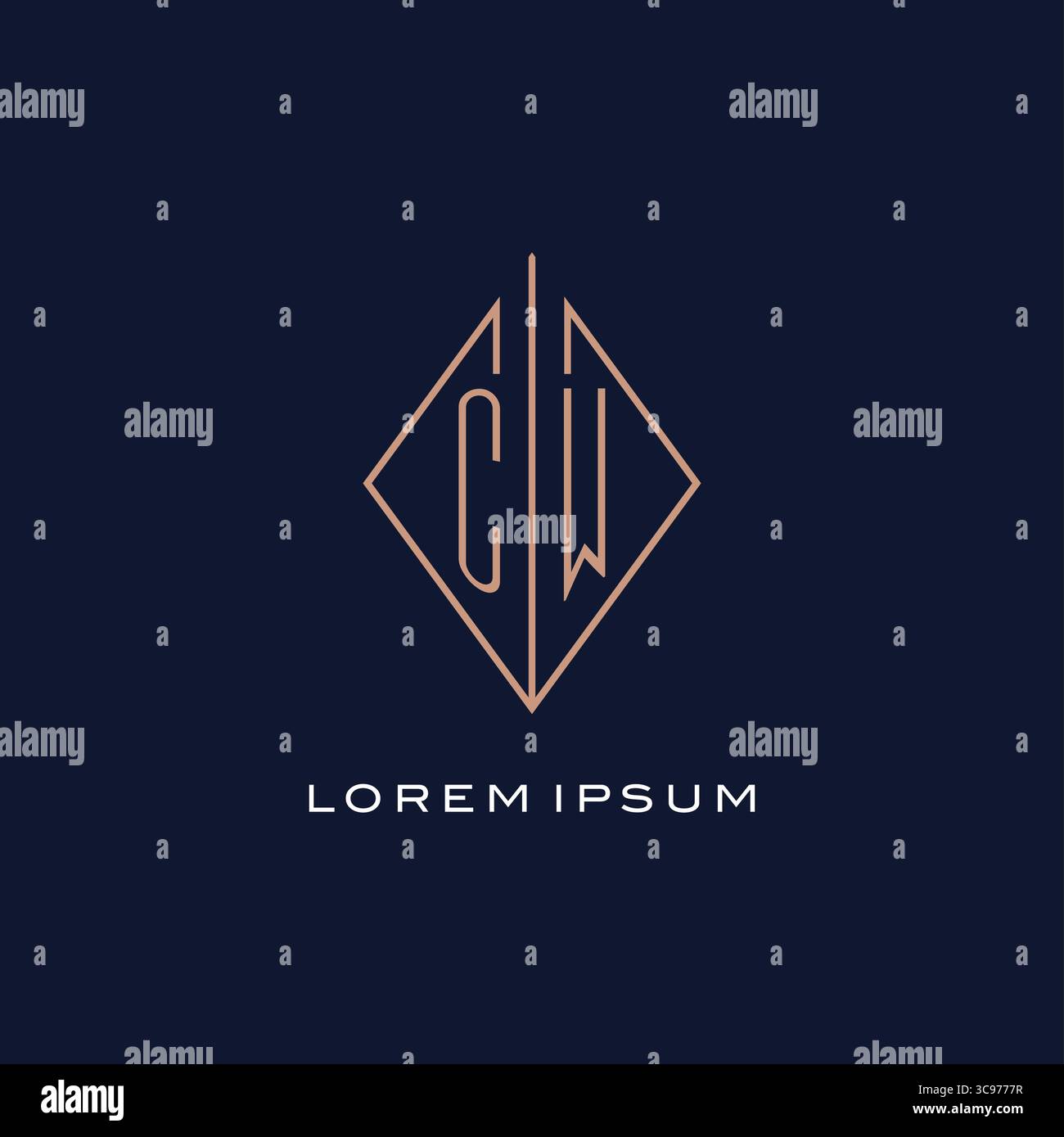 Monogram CW logo with diamond rhombus style luxury modern logo design ...