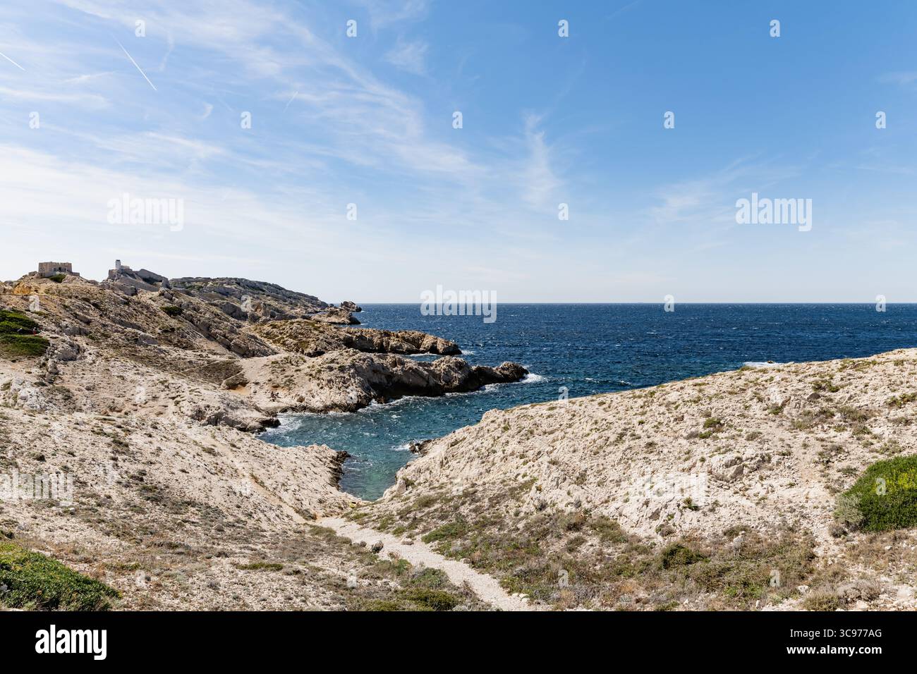 Cap Frioul on Ile Pomegues (part of Les Iles or the Frioul archipelago which is approx 4km west of Marseille), Marseille, Bouches-du-Rhone, France Stock Photo