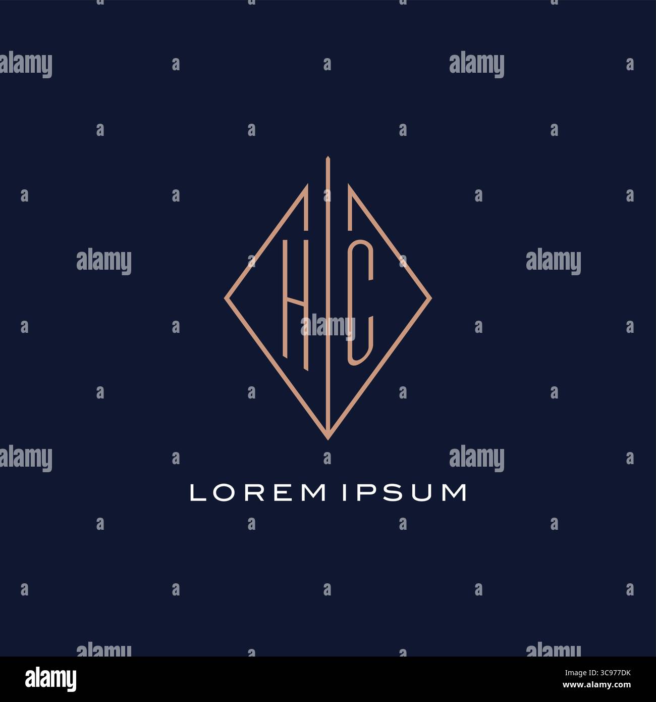 Monogram HC logo with diamond rhombus style luxury modern logo design ...