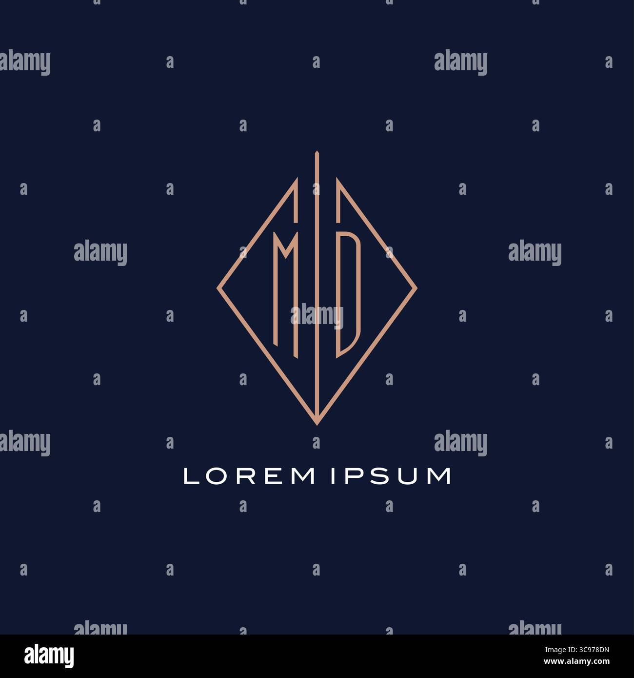 Monogram MD logo with diamond rhombus style luxury modern logo design vector graphic Stock Vector