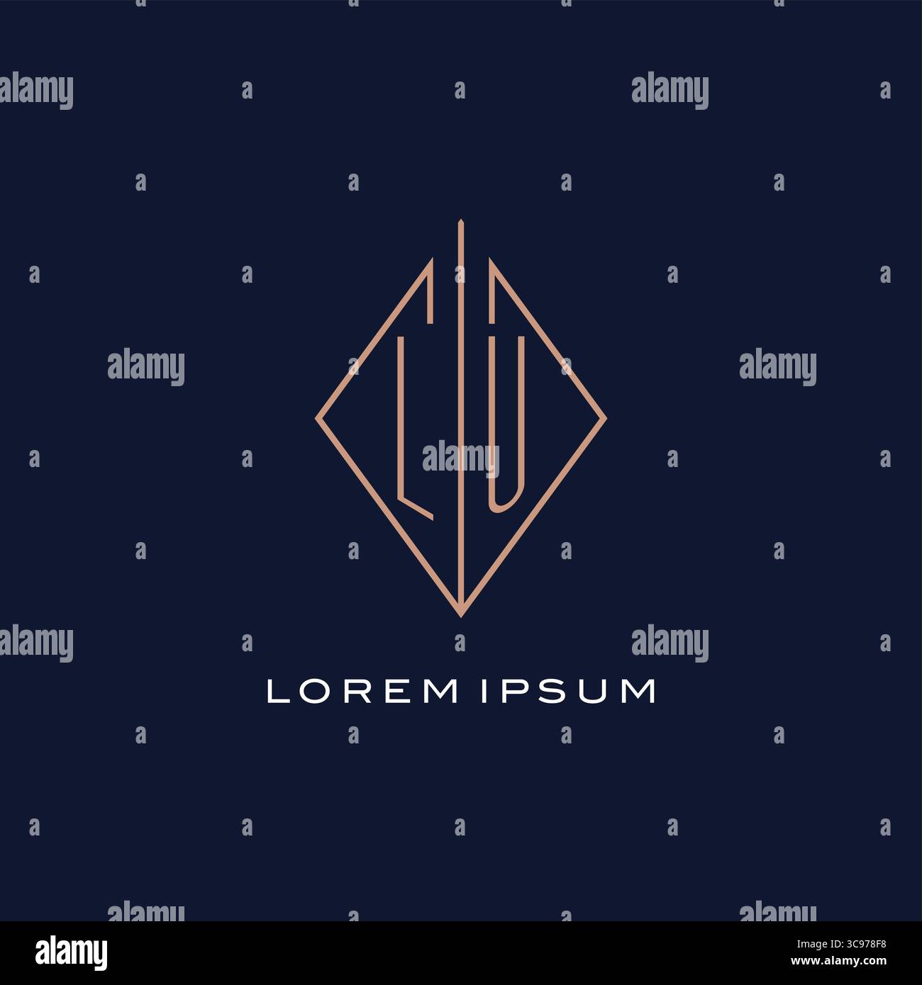 Monogram LU logo with diamond rhombus style luxury modern logo design vector graphic Stock Vector