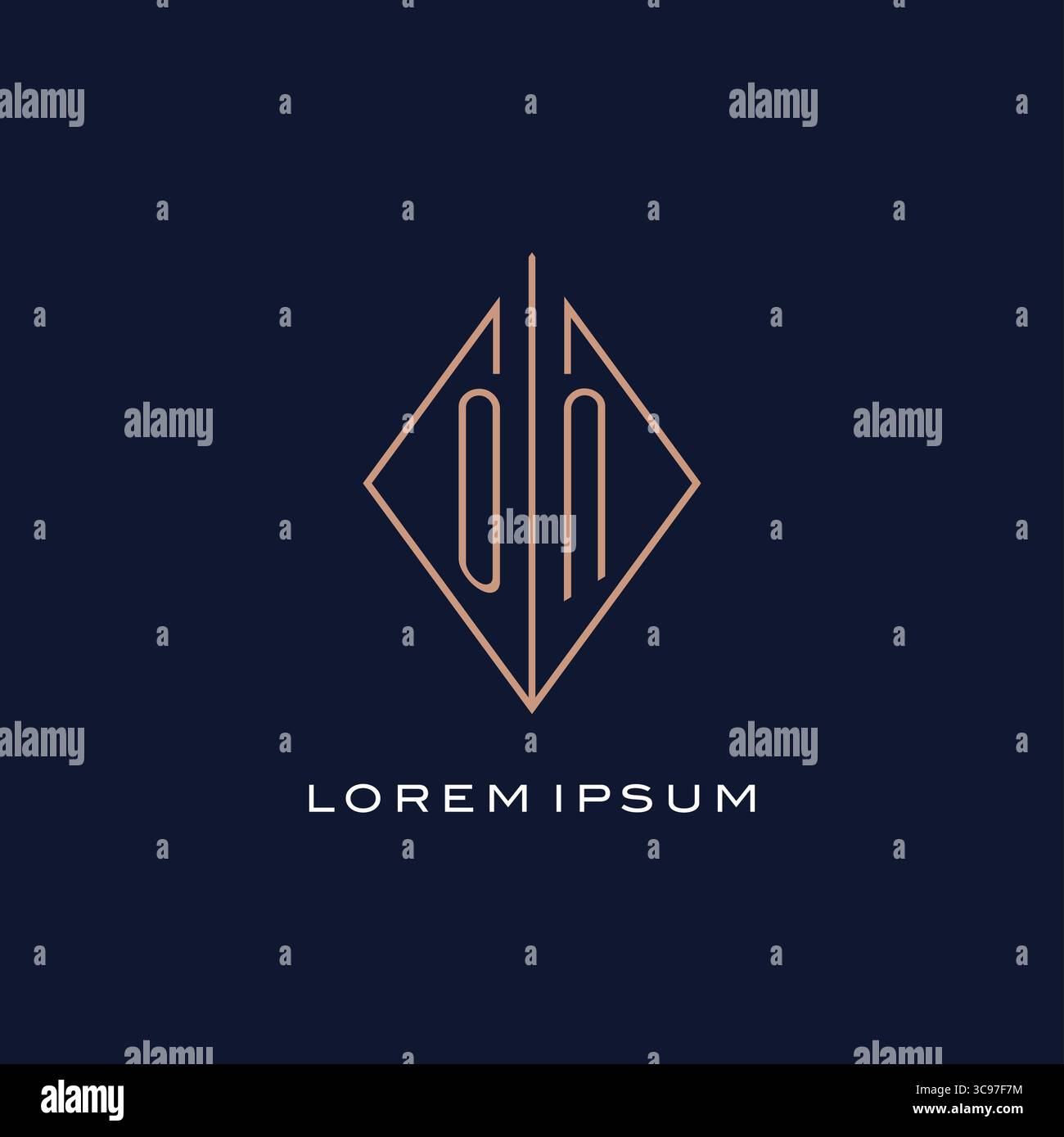 Monogram ON logo with diamond rhombus style luxury modern logo design ...