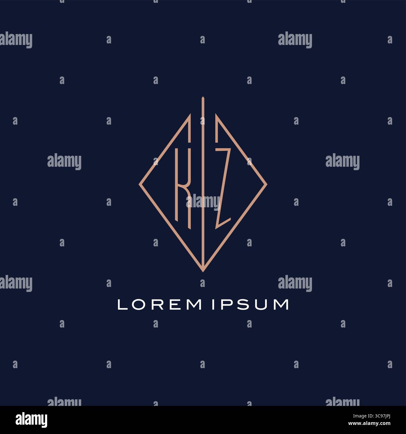 Monogram KZ logo with diamond rhombus style luxury modern logo design ...