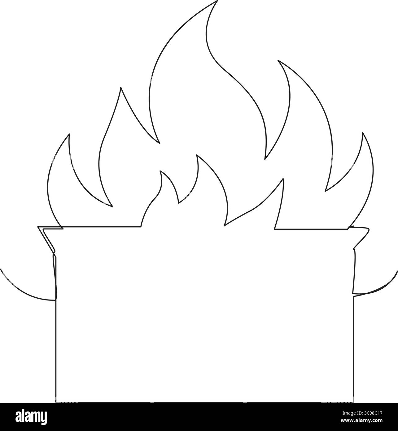 Continuous one line Fire Box simple drawing vector Illustration Stock ...