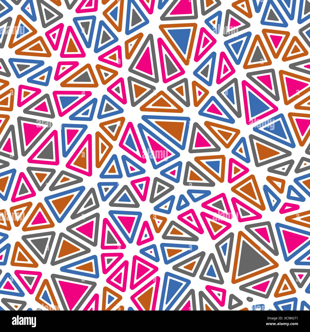 Geometric template background. Rounded solid shapes in frames. Medium triangle size. Multicolored style. Repeatable pattern. Modern vector tiles. Stock Vector