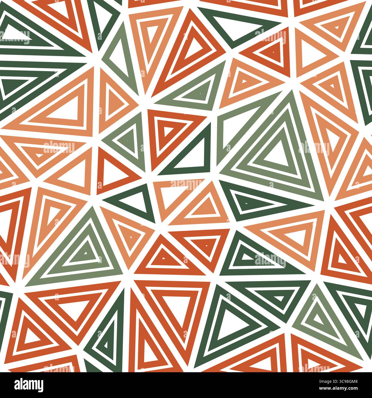 Minimalistic triangles background. Multiple repeated inner triangles. Large shape size. Multiple colors style. Seamless pattern. Modern vector tiles. Stock Vector