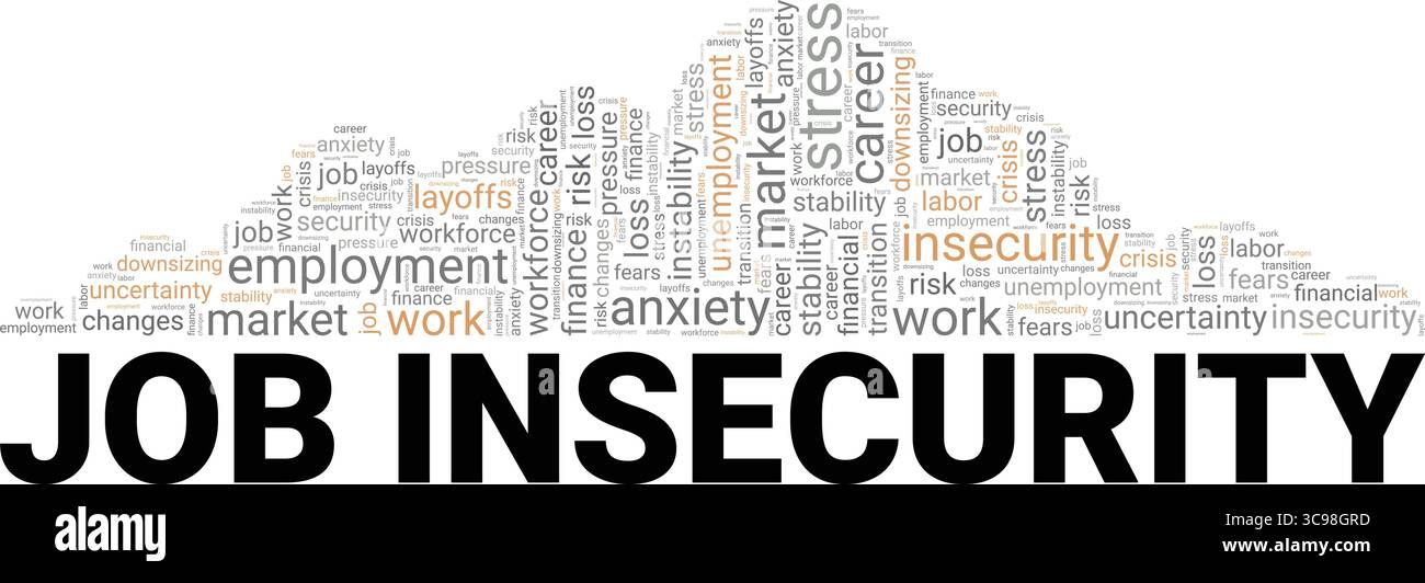 Job Insecurity word cloud conceptual design isolated on white background. Stock Vector