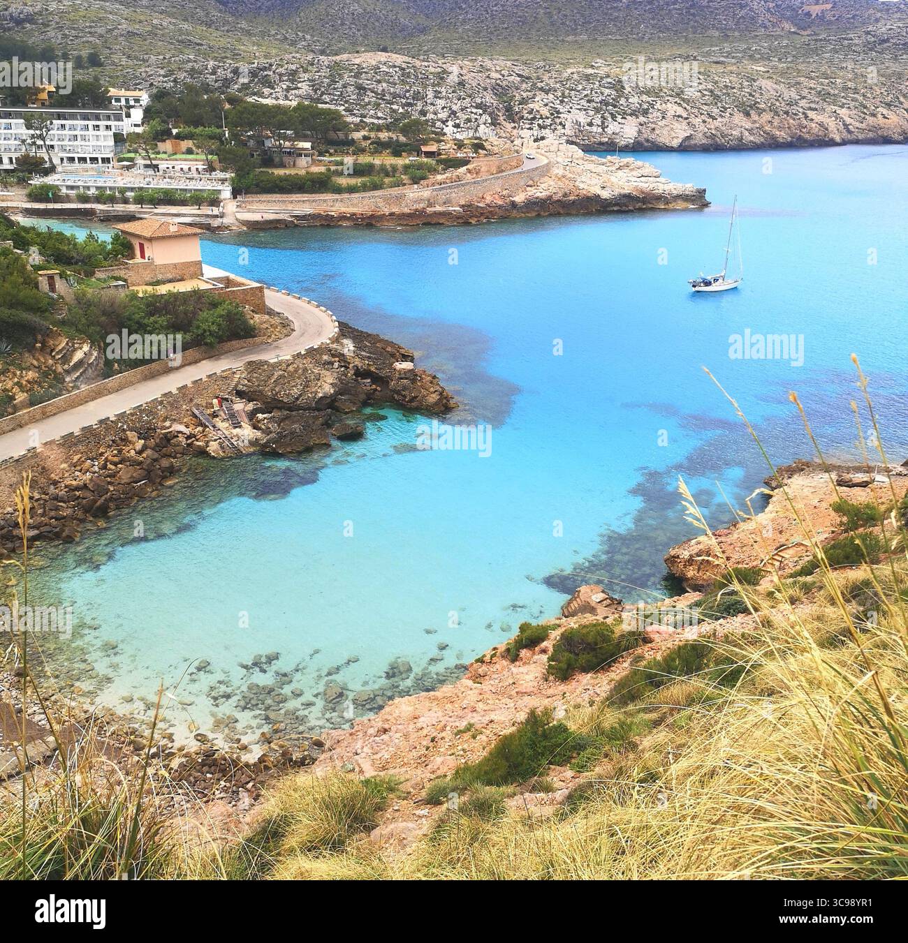 Cala de Sant Vicenç in the north west of Majorca is a tranquil haven which boasts 4 beaches. These images show Cala Carbo bay. - Smartphone Captured Stock Image