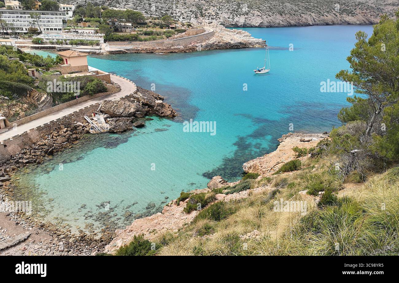 Cala de Sant Vicenç in the north west of Majorca is a tranquil haven which boasts 4 beaches. These images show Cala Carbo bay. - Smartphone Captured Stock Image