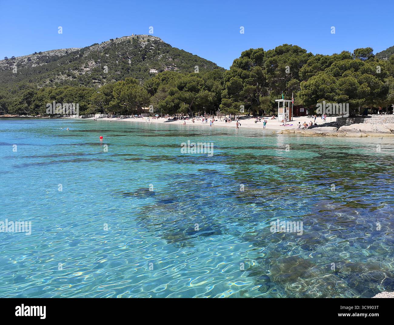 Beautiful beaches of Cap de Formentor close to  Puerto Pollensa,. A popular location for a day trip, the area is served by many boat cruise companies. - Smartphone Captured Stock Image