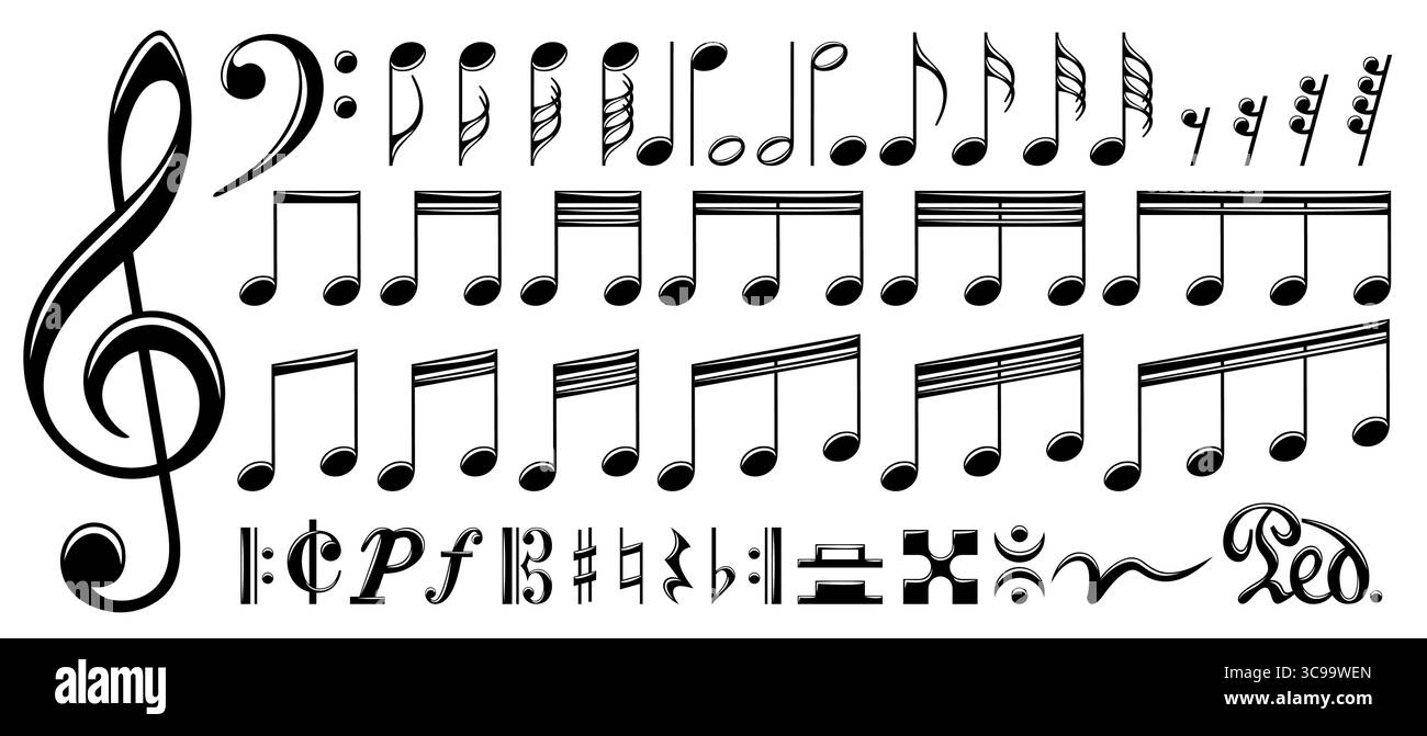 The set of the music notes. Stock Vector