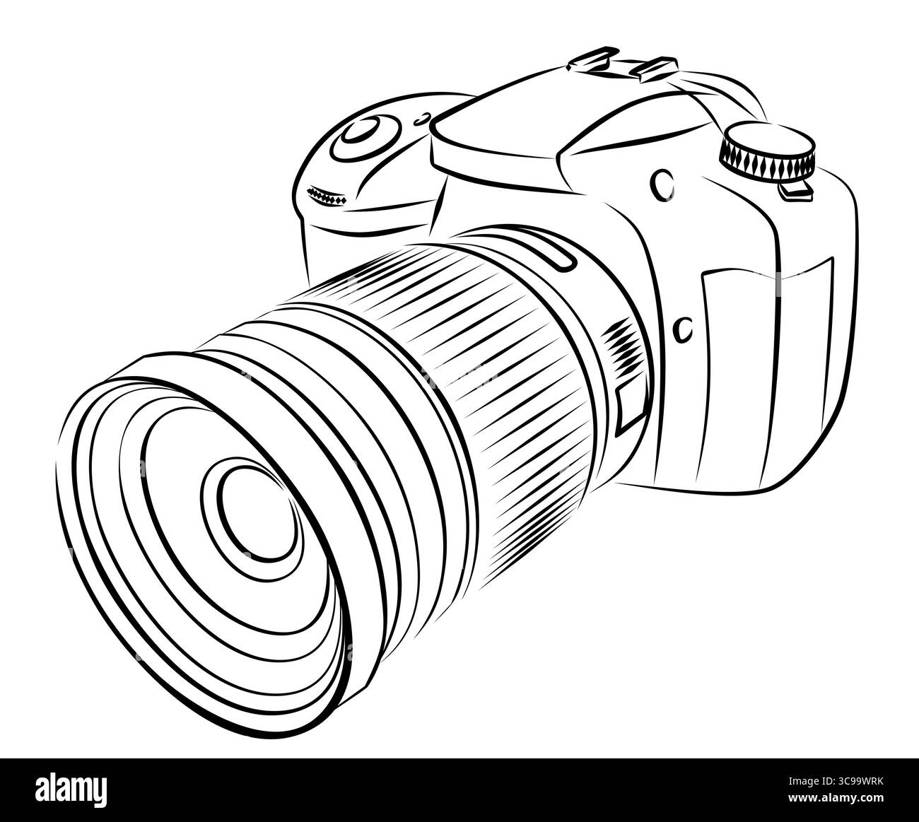 A sketch of the digital camera. Stock Vector
