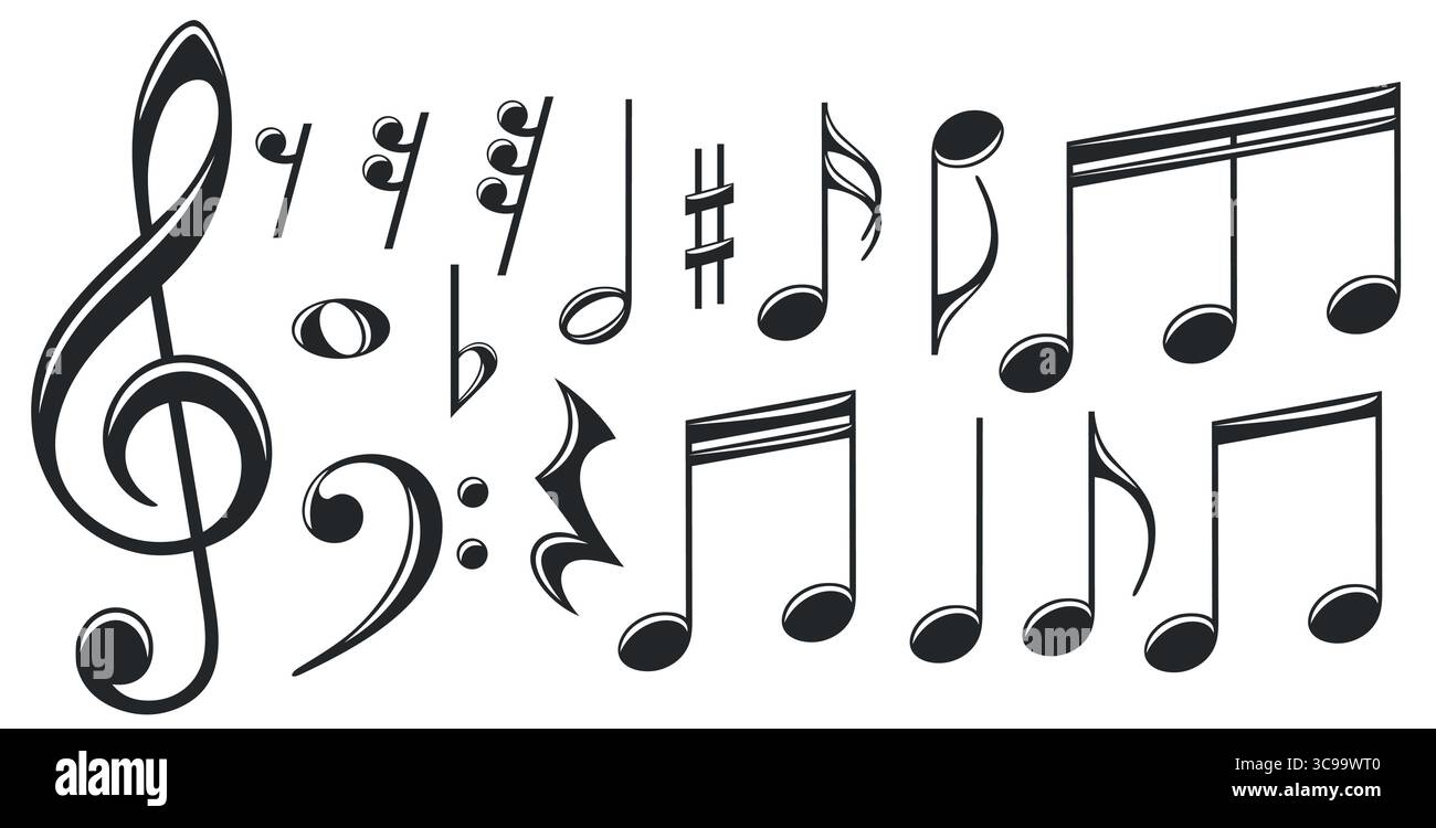 Set of music notes. Stock Vector
