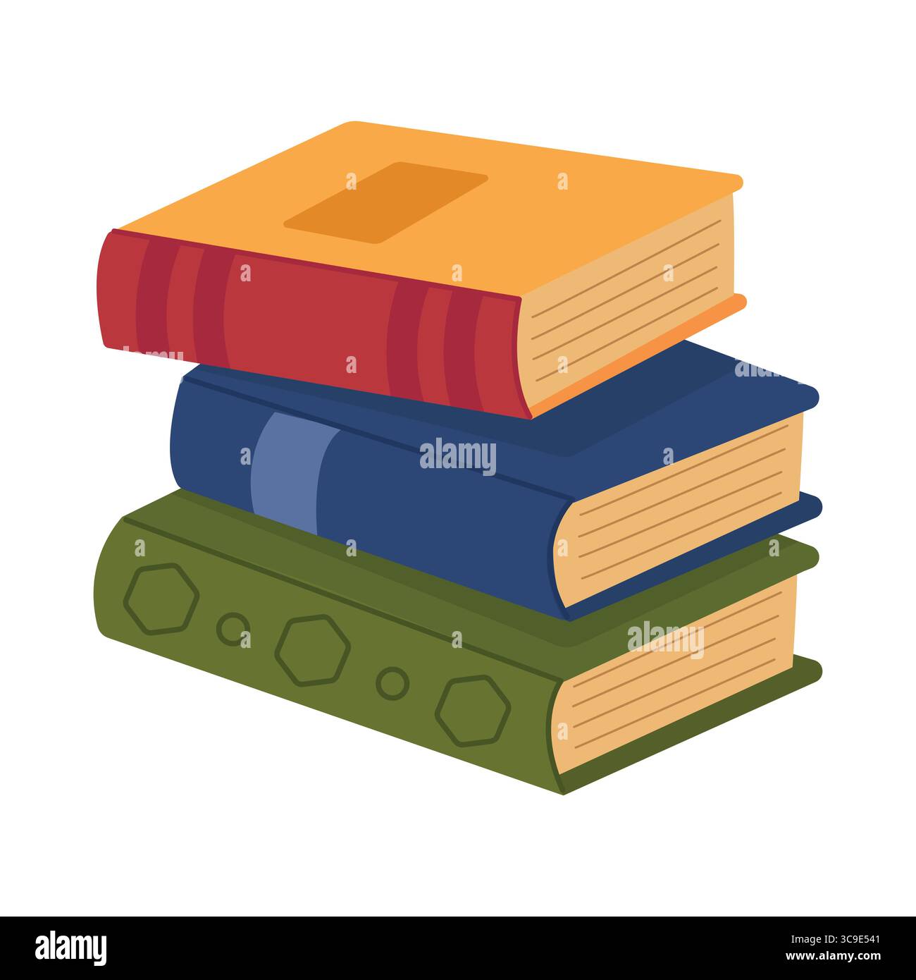 A stack of books with colorful covers. Vector illustration isolated on a white background. Flat style design. Stock Vector