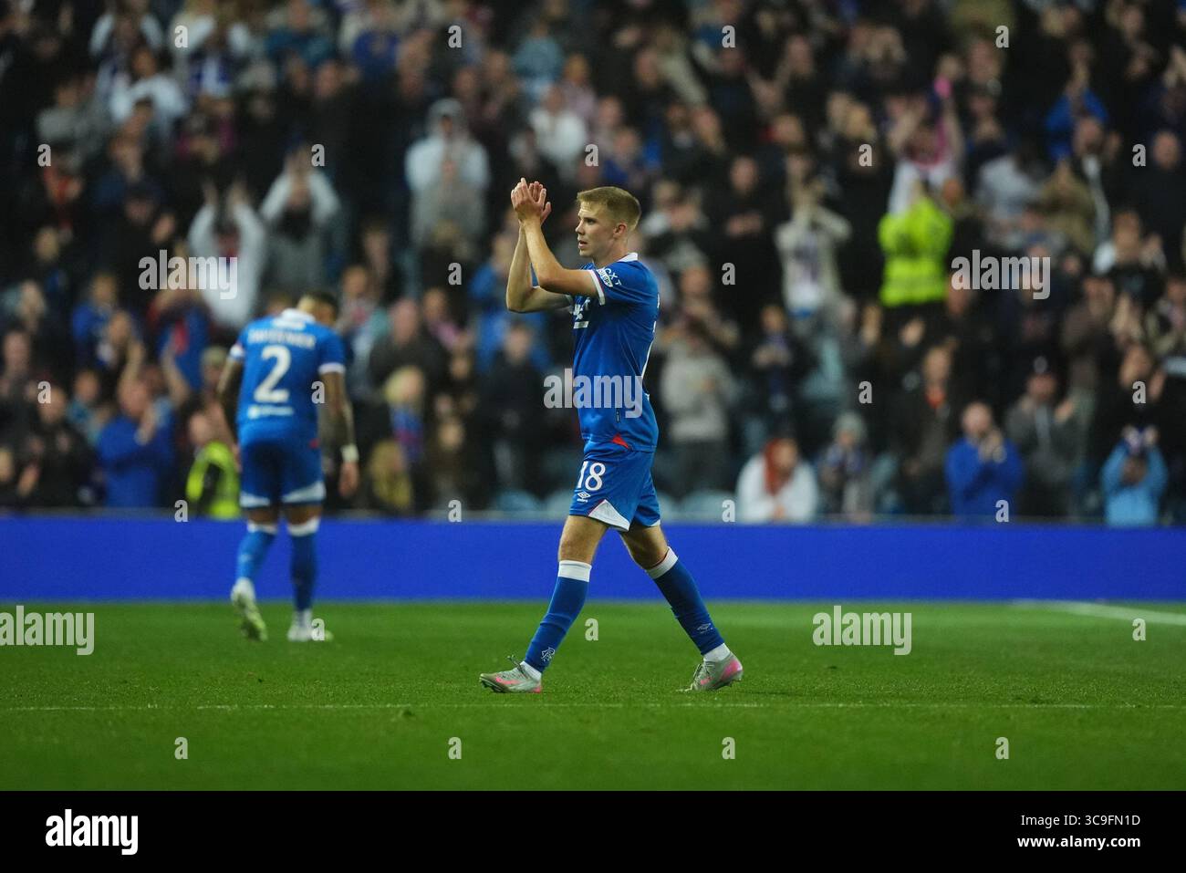 Rangers' Oliver Antman acknowledges the crowd after being substituted ...