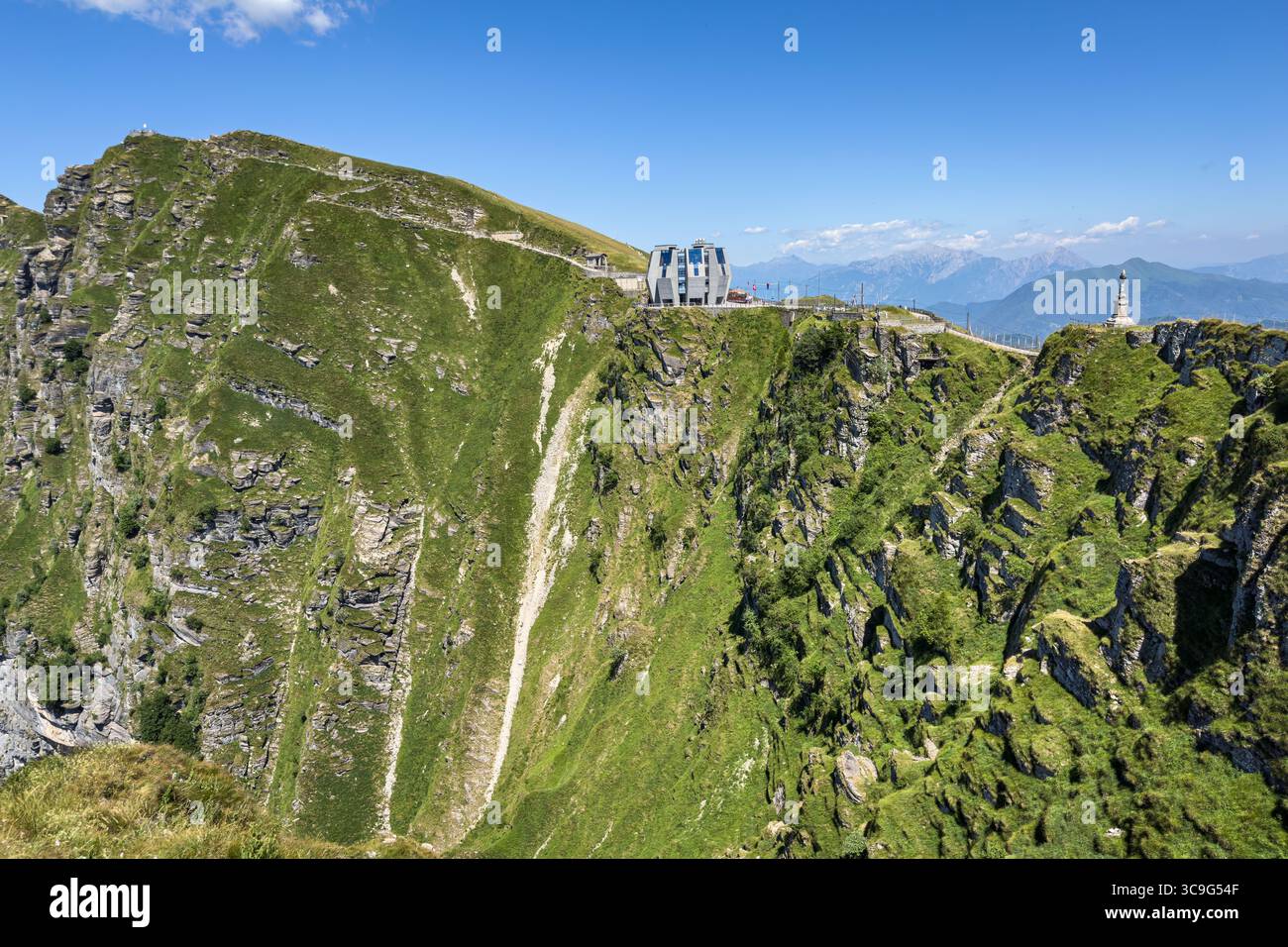 View of Monte Generoso with the building Fiore di Pietra, designed by ...