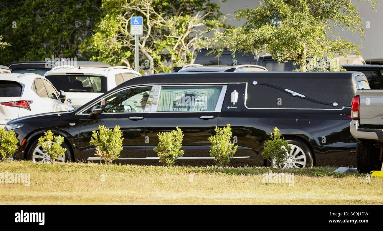 A hearse containing the remains of Terry Bollea, better know as