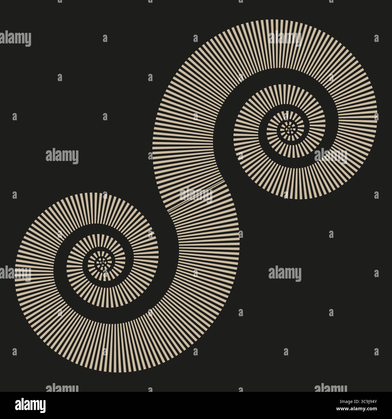 Abstract spiral patterns. Geometric swirl forms. Optical art Vector. Modern decorative elements. Stock Vector