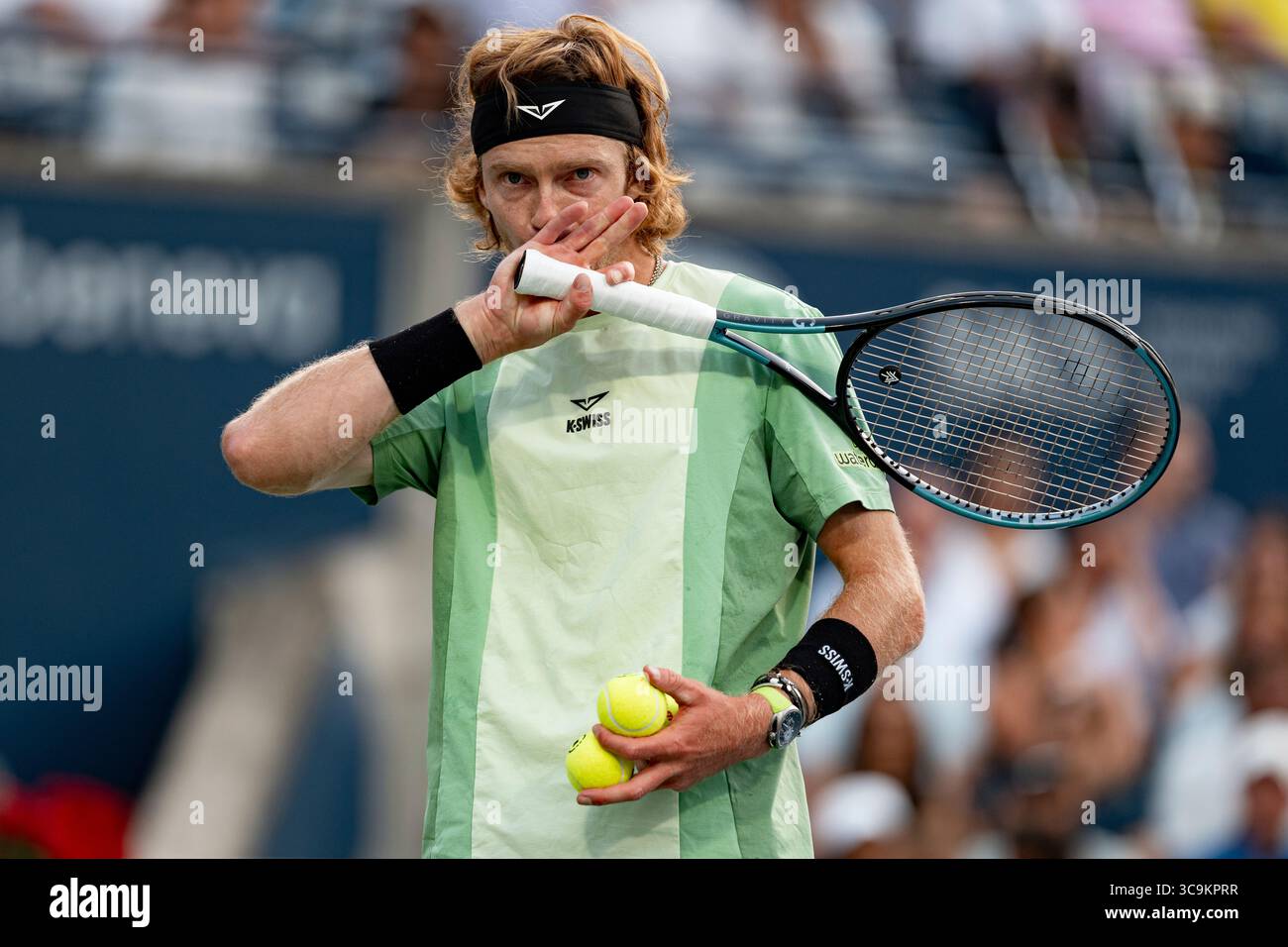 TORONTO ON AUGUST 05 Andrey Rublev RUS Reacts During His Quarter Toronto On August 05 Andrey Rublev Rus Reacts During His Quarter Final Match At Atp National Bank Open On August 5 2025 At Sobeys Stadium In Toronto On Canada Photo By Julian Avramicon Sportswire Icon Sportswire Via Ap Images 3C9KPRR