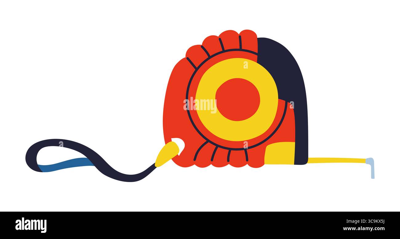 Distance Measuring Device Cartoon Tape measure, meter roll building tools cartoon vector illustration ...
