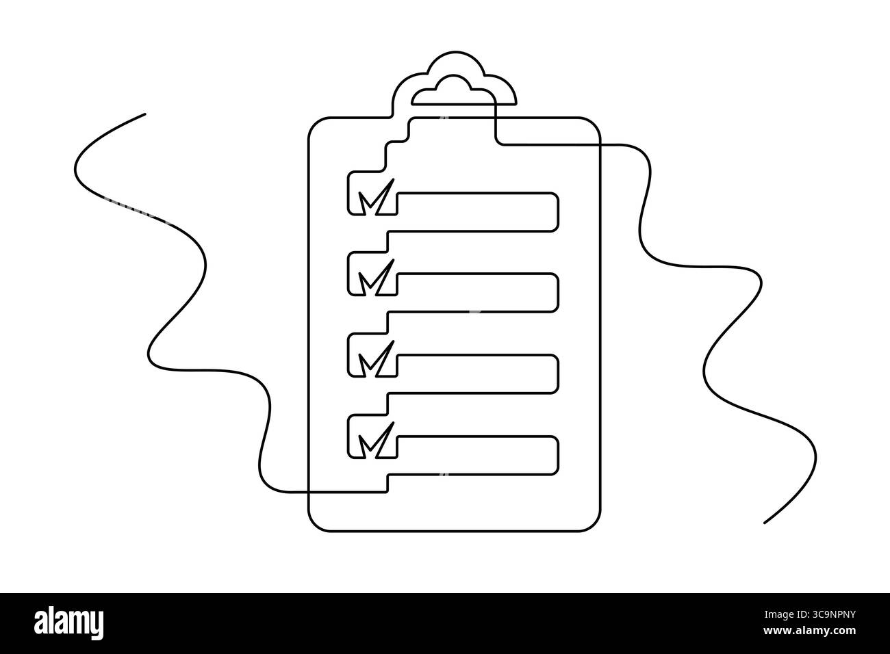 Clipboard with checklist Continuous single Line art Drawing Symbol of ...