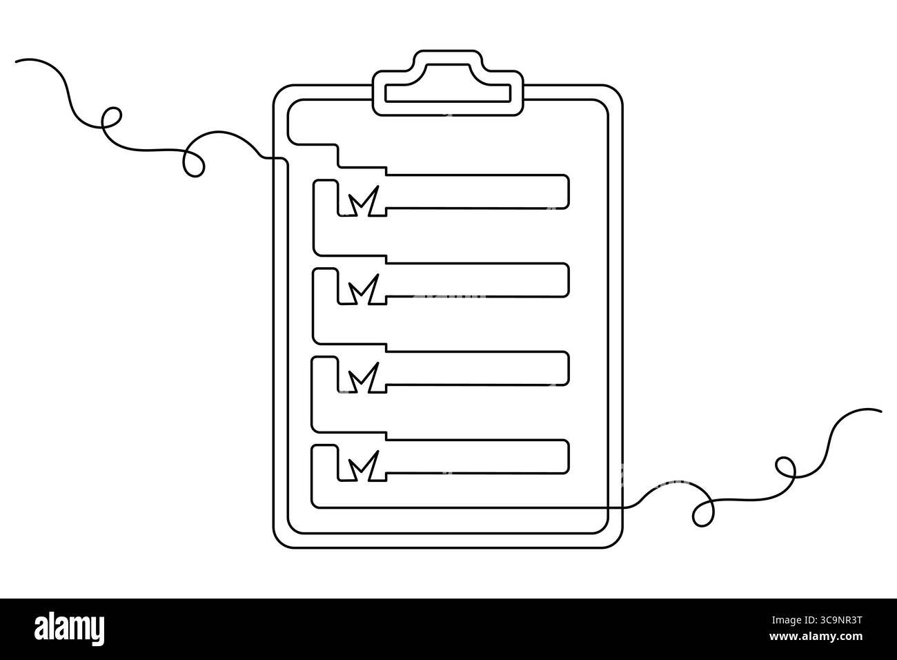 Clipboard with checklist Continuous single Line art Drawing Symbol of ...