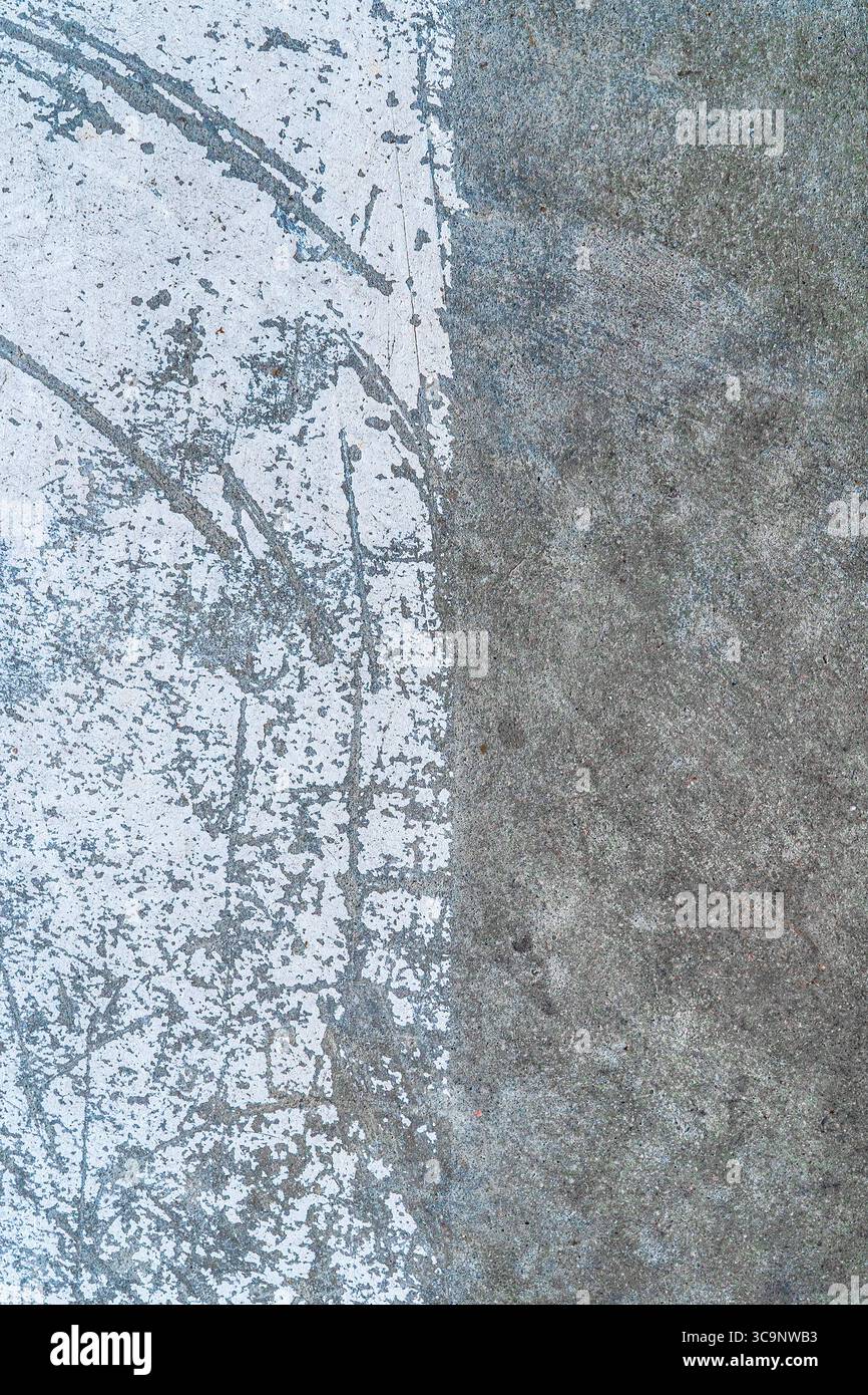 Painted line on concrete pavement. Stock Photo