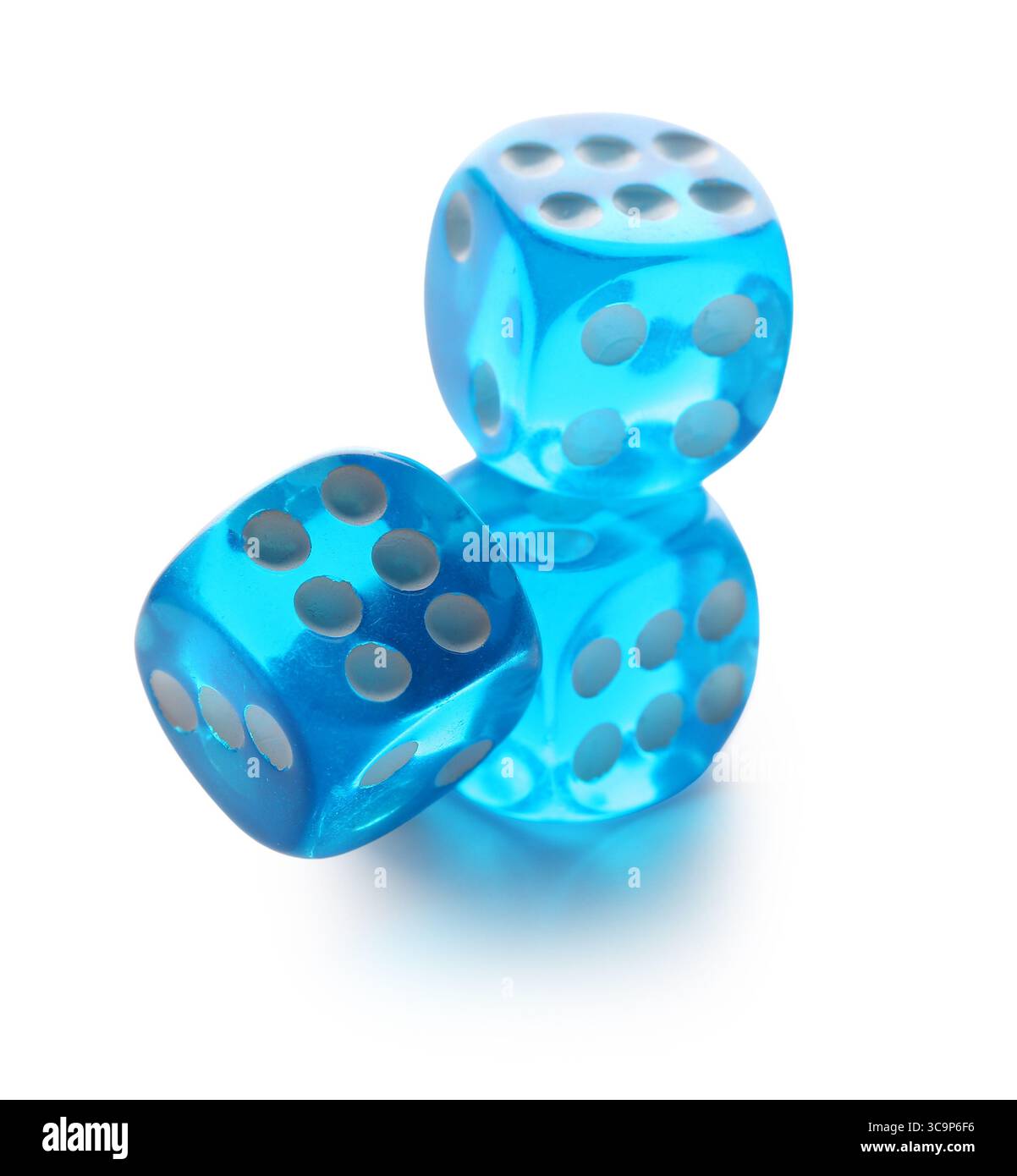 Stack of game dices on white background Stock Photo