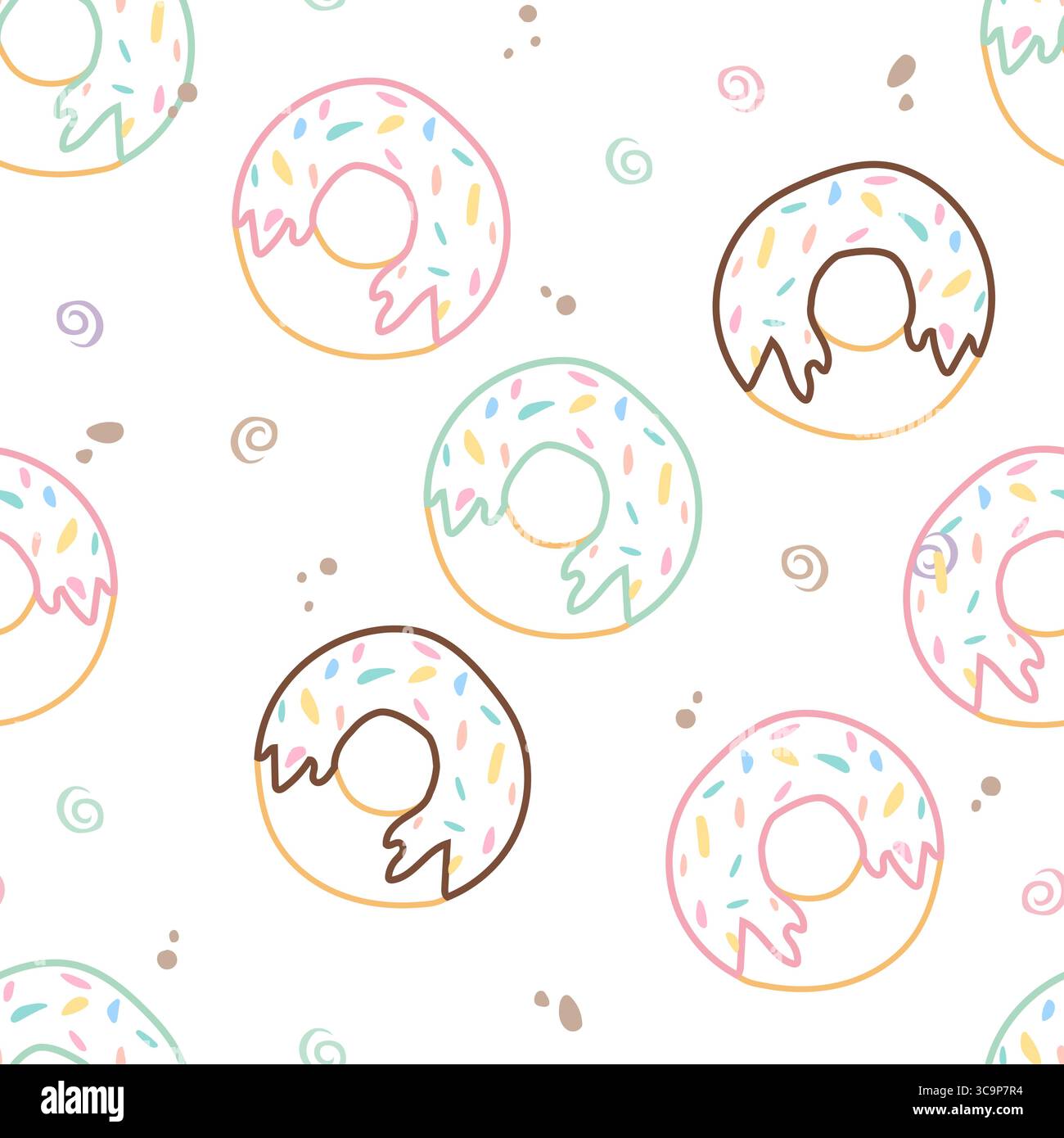 Seamless outline pattern with donuts and sprinkles Stock Vector Image ...