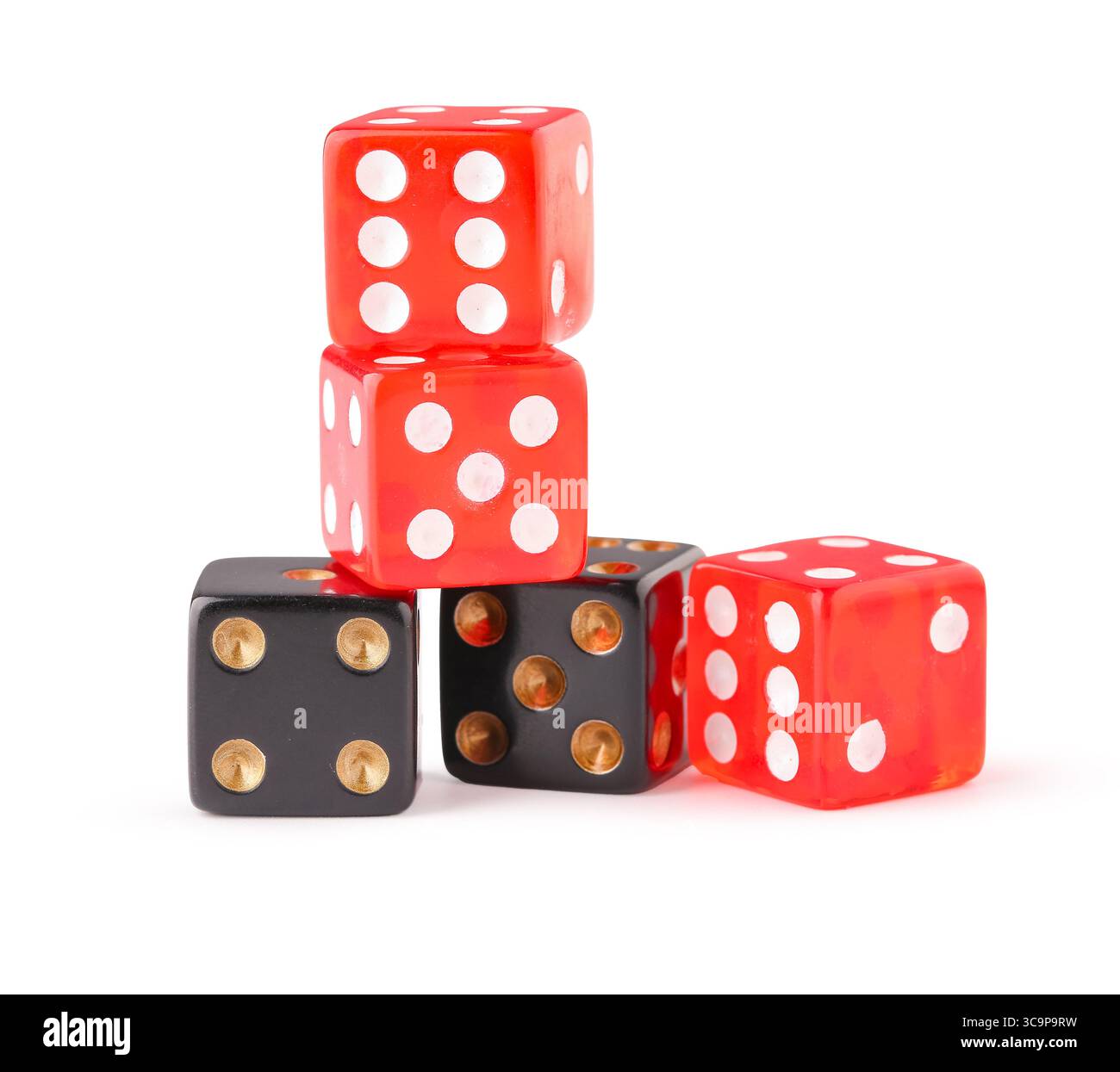 Stack of game dices on white background Stock Photo