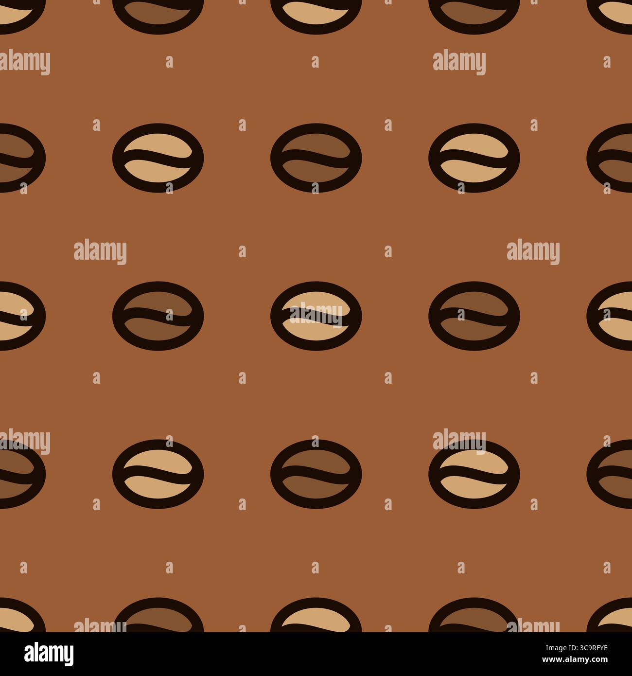 coffee beans isolated on brown background. Seamless Pattern Vector Stock Vector