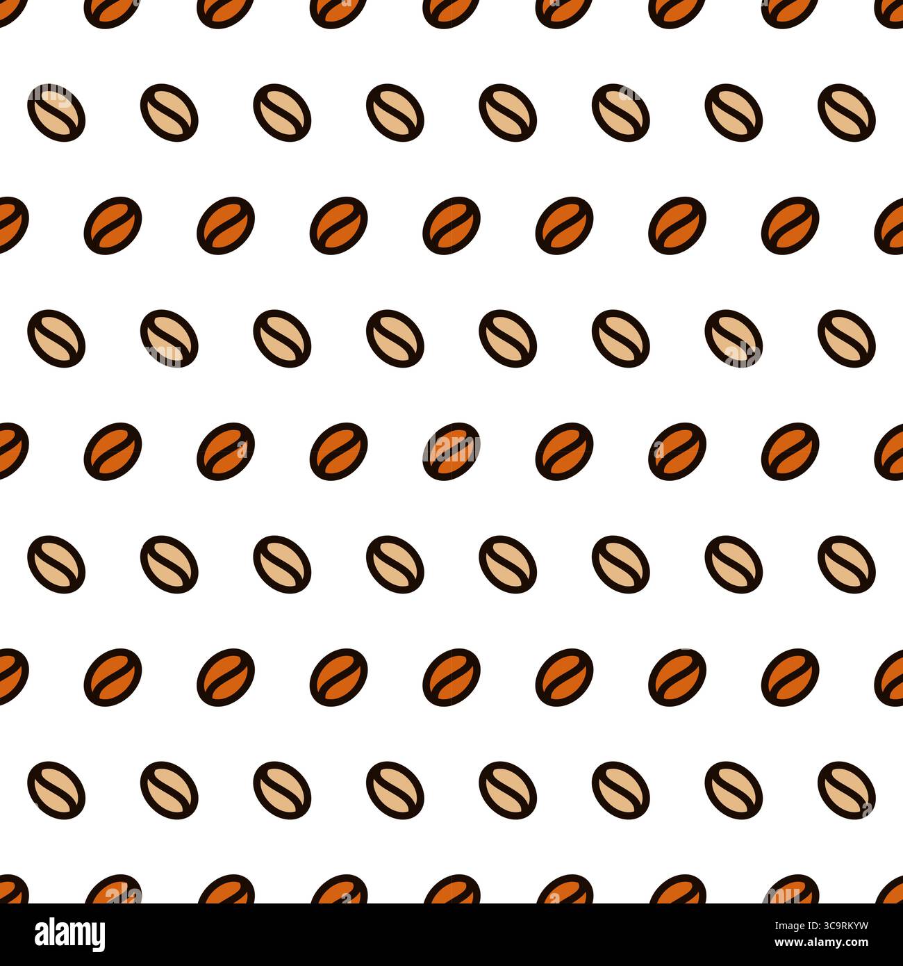 Brown coffee beans isolated on white background. Seamless Pattern Vector Stock Vector