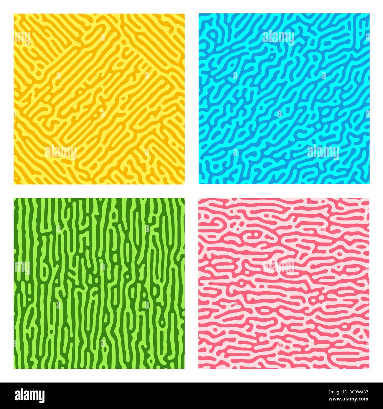 Bright stripes, seamless Turing pattern set  Stock Vector
