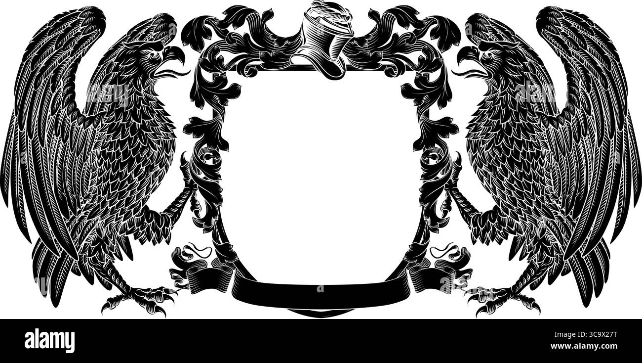 Eagle Coat of Arms Crest Heraldic Knight Shield Stock Vector Image ...