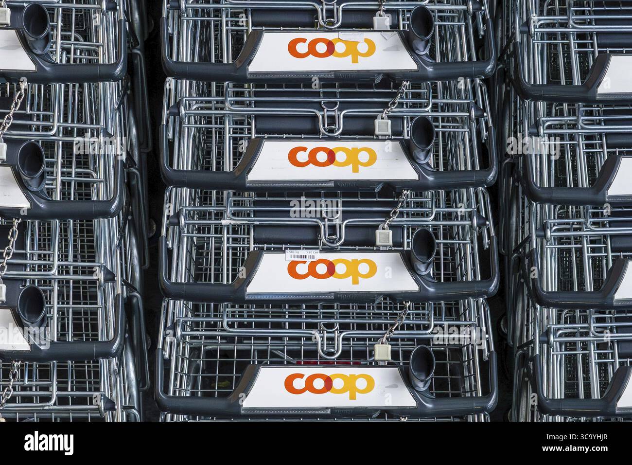 Coop shopping trolley, Interlaken, Bern, Switzerland Stock Photo
