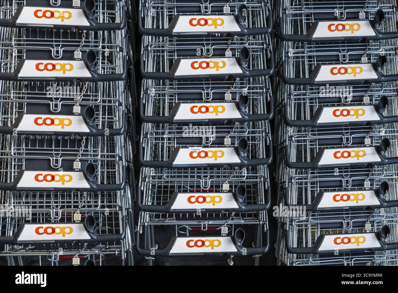 Coop shopping trolley, Interlaken, Bern, Switzerland Stock Photo