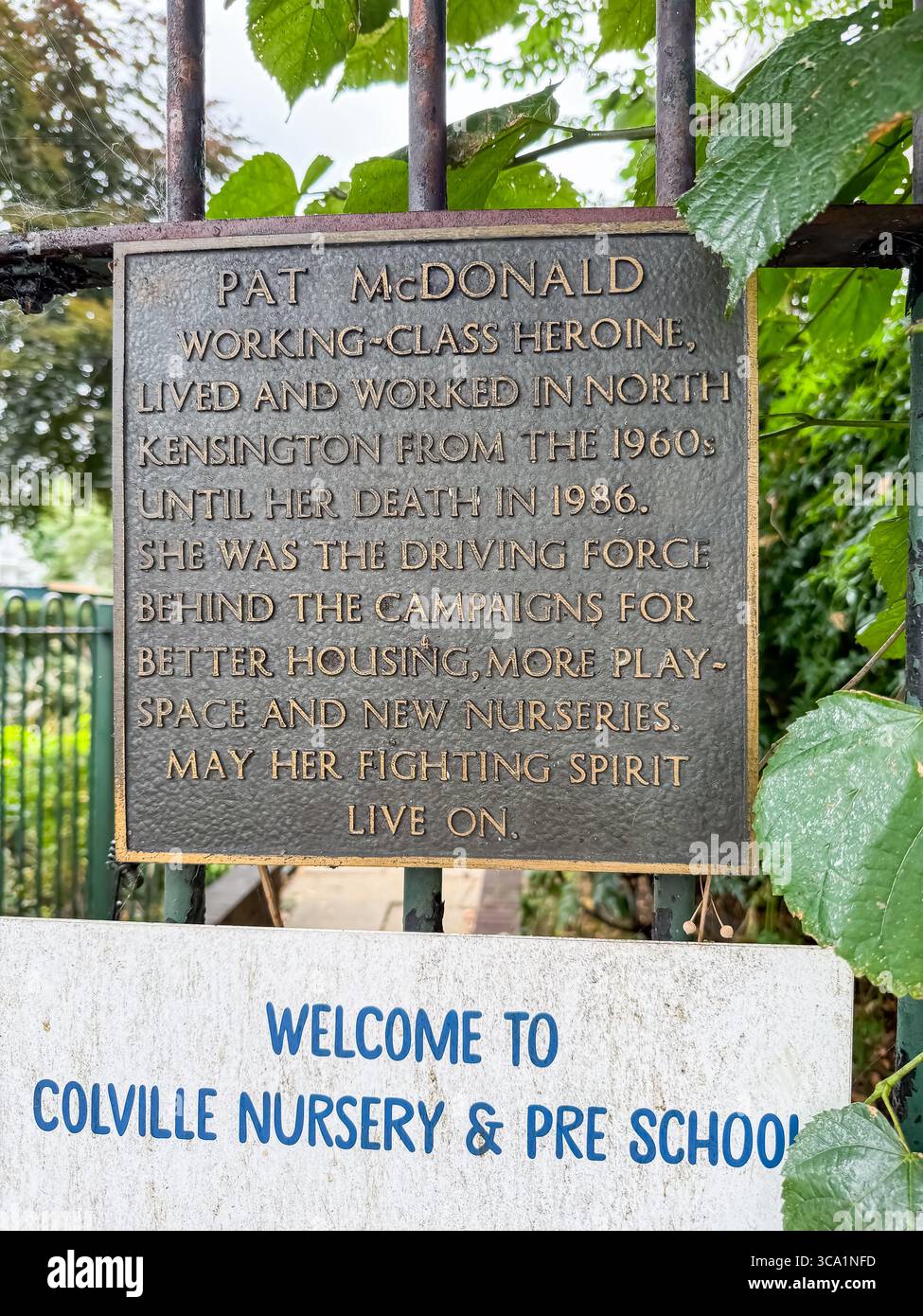Pat McDonald Plaque, Colville Terrace, London - Smartphone Captured Stock Image