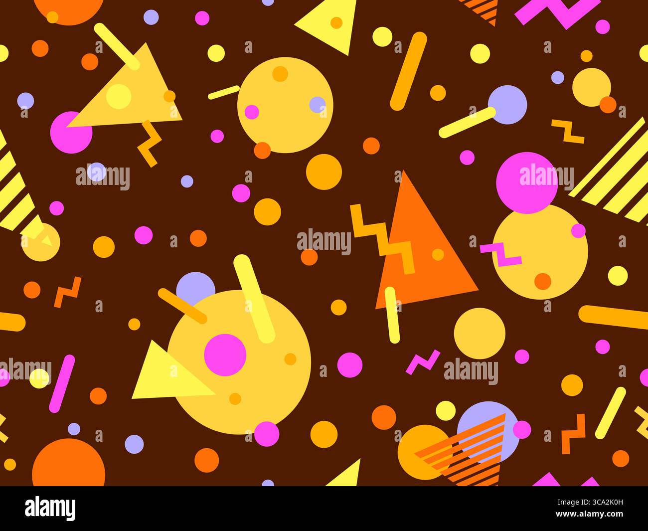 Geometric seamless pattern with memphis elements in 80s style. Colorful pattern with different geometric shapes. Design for packaging, covers, wrappin Stock Vector