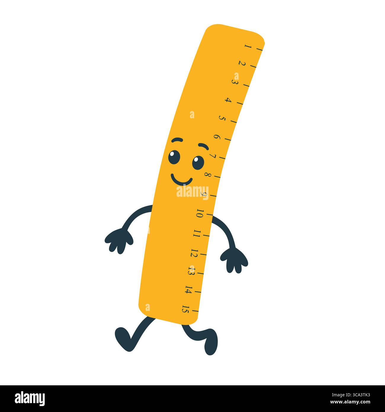 Cute cartoon yellow ruler character smiling Stock Vector Image & Art ...